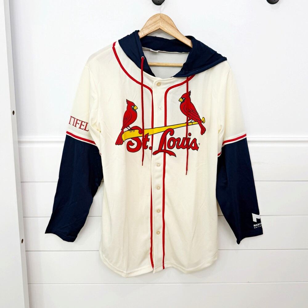 Unisex St. Louis Cardinals MLB Hoodie White/Navy with Red Trim Size M